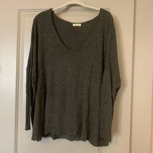 silence+noise Comfy Oversized Grey V-Neck Sweater